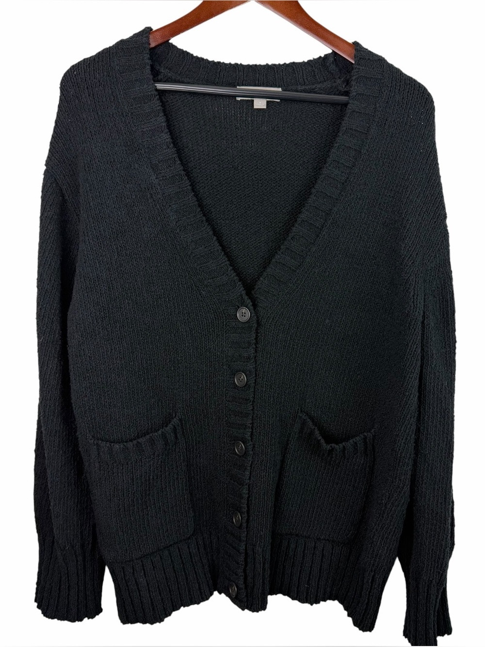 J. Crew | Marina Black V-Neck Button Cardigan Sweater